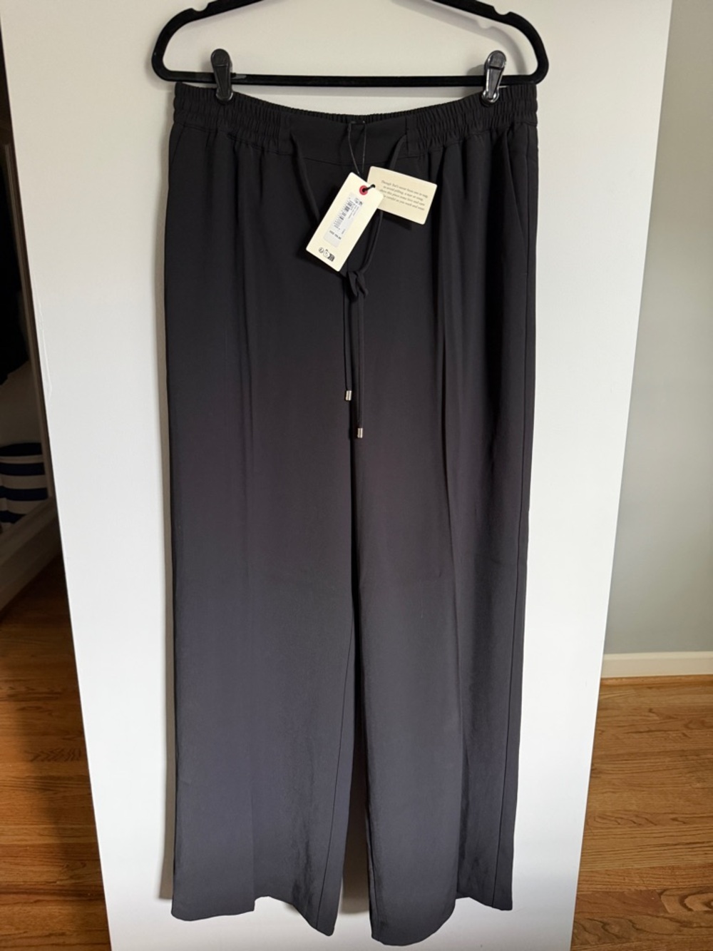 NWT Ted Baker Women's Black Drawstring Wide-Leg Joggers